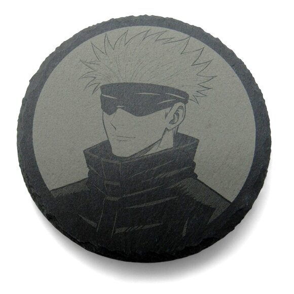ANIME COASTER Set Of 4 Animations on Round Gray Slate 4x4" - Picture 5 of 6